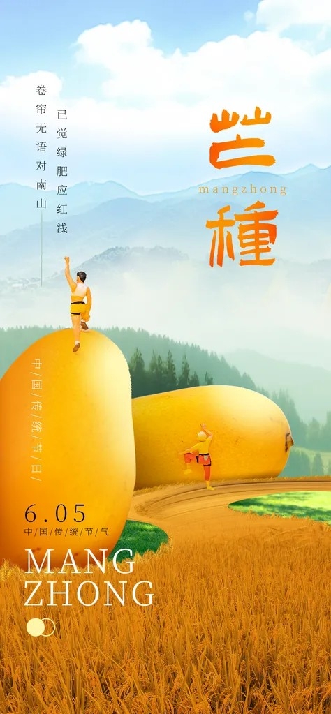芒种二十四节气合成地产国风意境h5海报