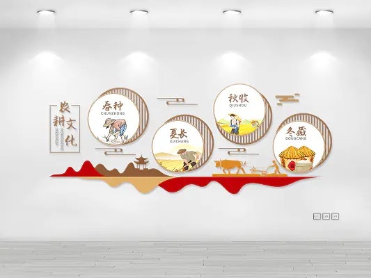 创意圆形中式风格农耕文化知识宣传文化墙农耕文化墙