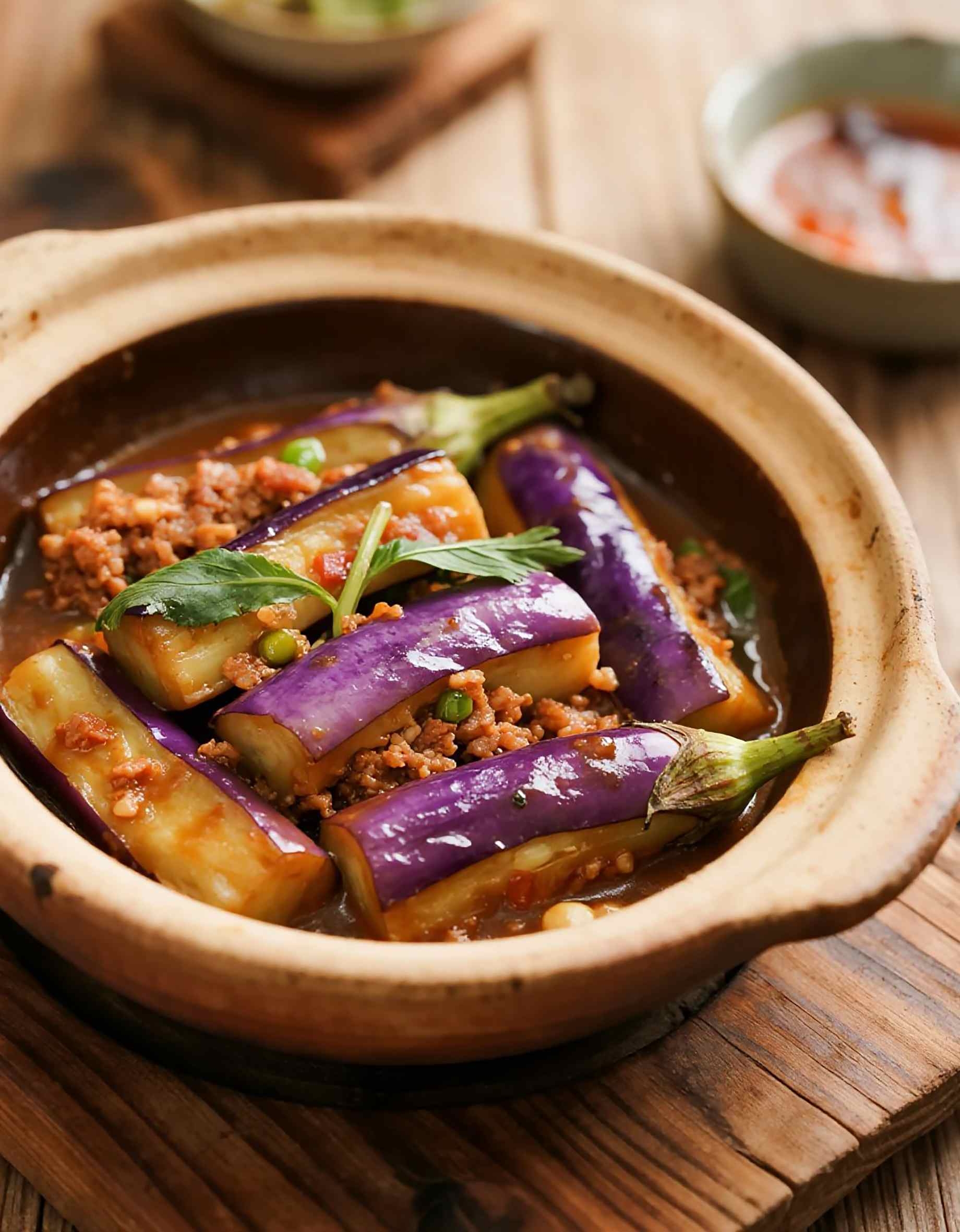 餐饮茄子肉沫煲美食高清图片素材JPG