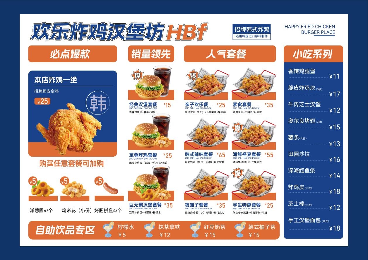 餐饮炸鸡鸡堡菜单价目表宣传海报