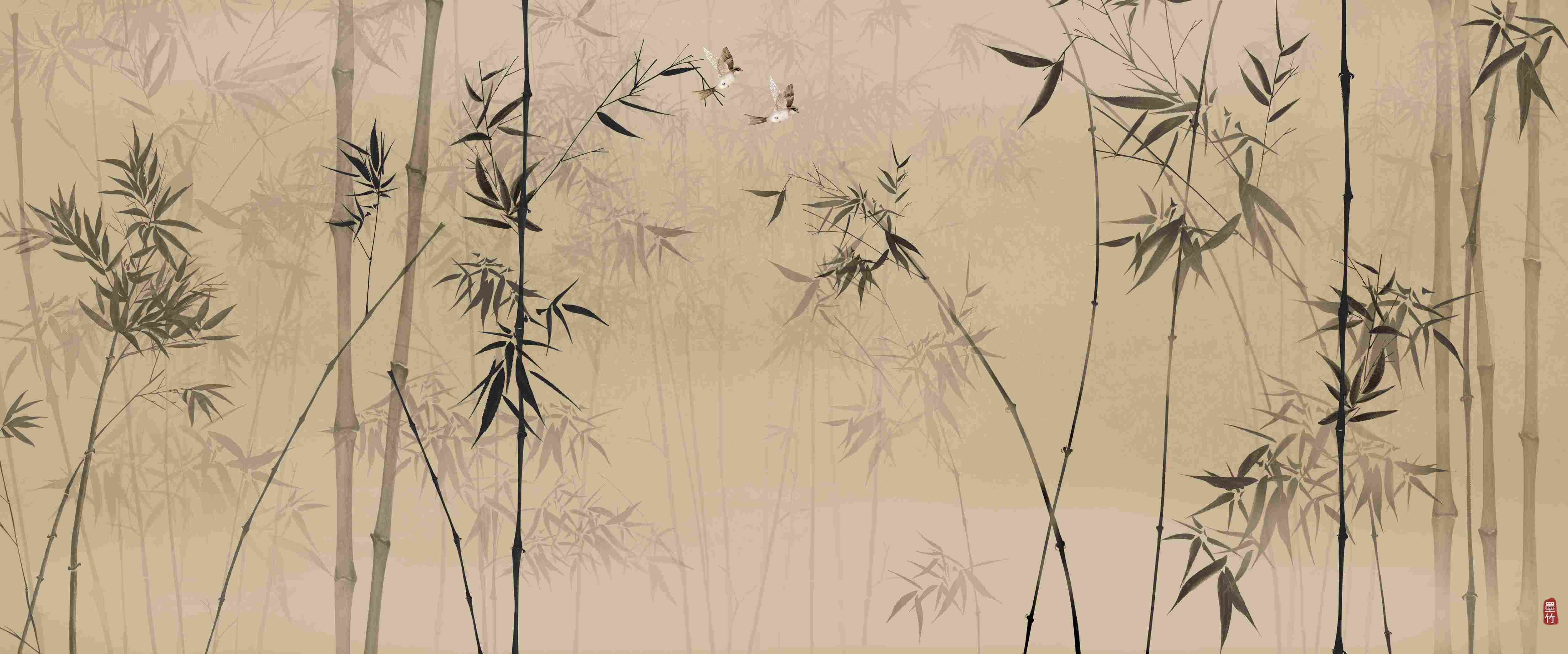 竹子画背景墙PSD背景素材模板