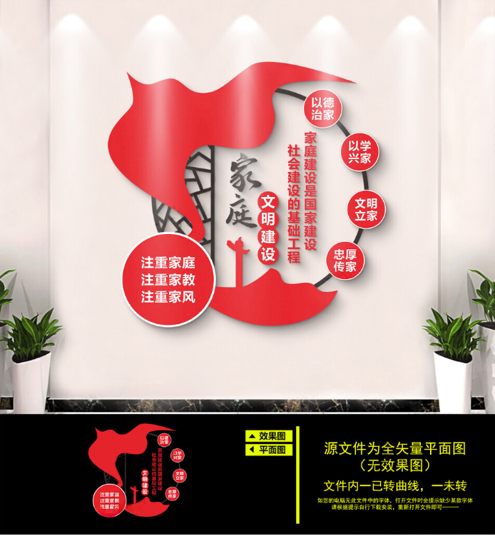 家庭文明建设文化墙CDR素材模板
