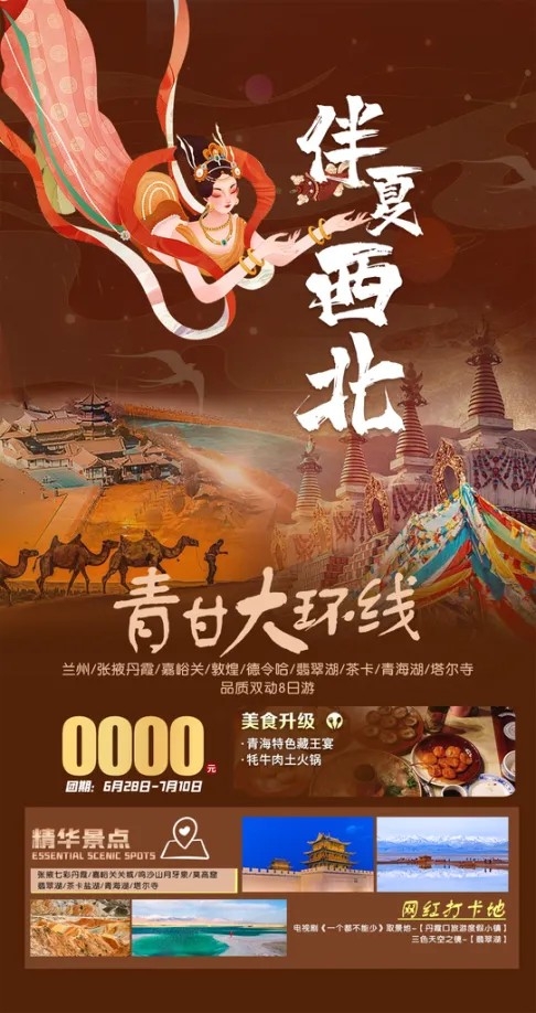 西北敦煌莫高窟甘青甘南甘肃旅游旅行海报