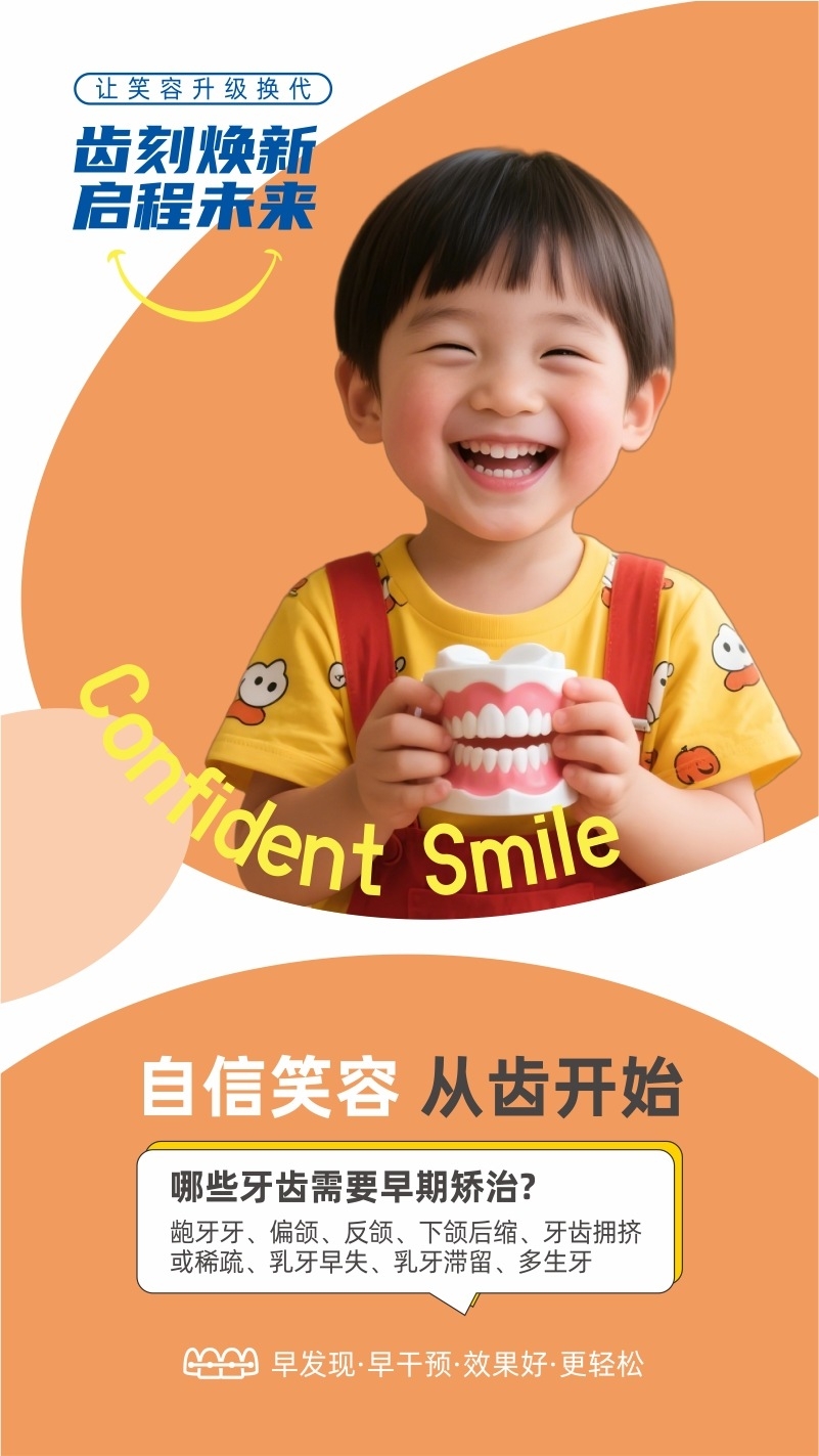 口腔医院儿童早矫宣传海报CDR