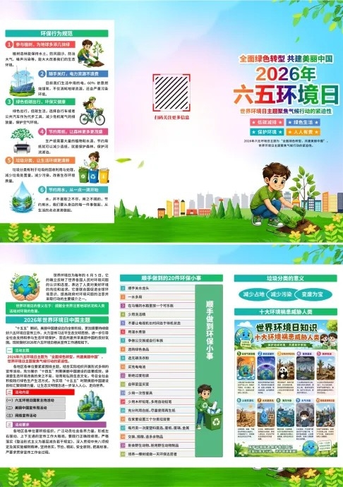 精品2026年世界环境日主题宣传三折页