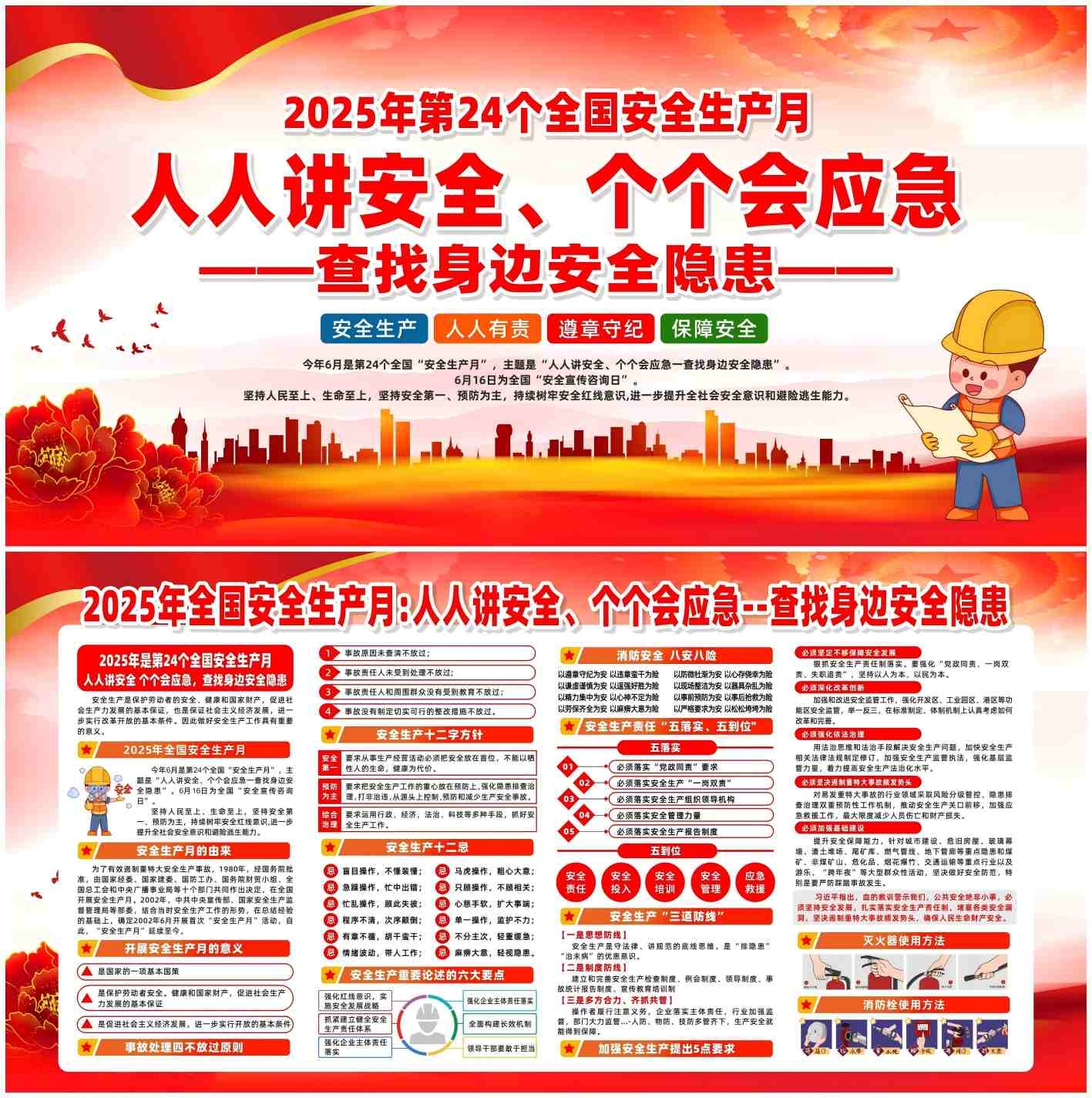 2025年安全生产月主题活动宣传栏展板CDR
