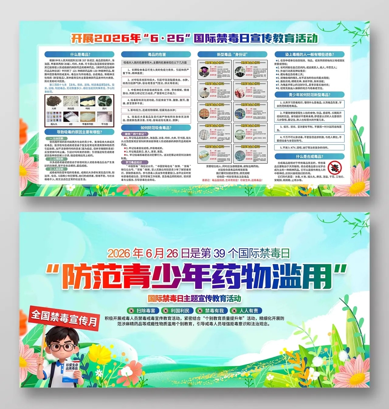 开展2026年全民禁毒宣传月国际禁毒日活动禁毒展板
