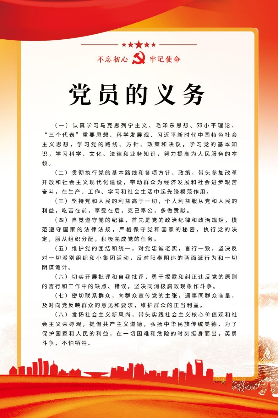 党员义务权利党建制度背景海报