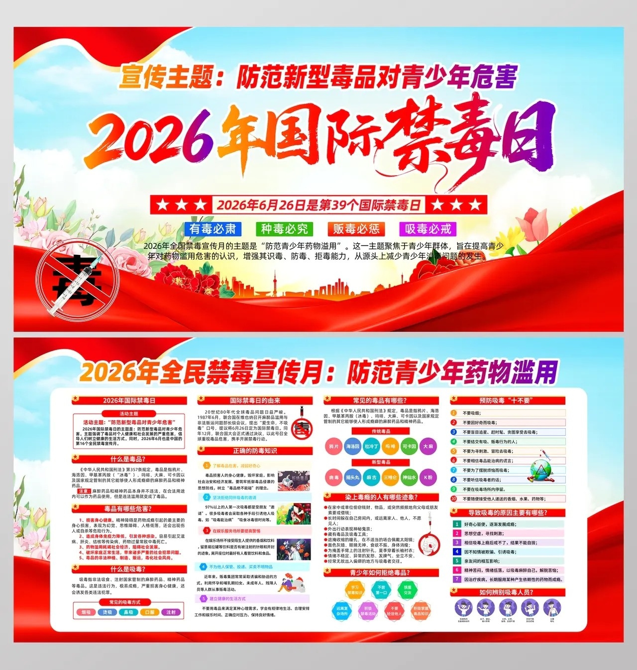 2026年国际禁毒日宣传栏展板