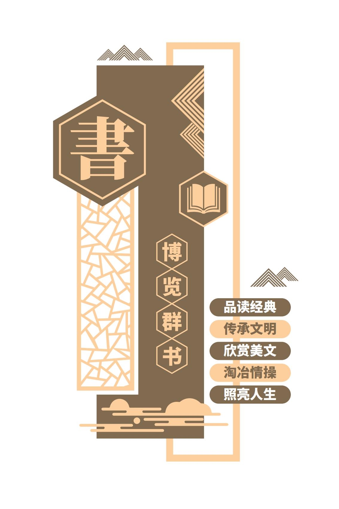 简约竖版博览群书文化墙AI