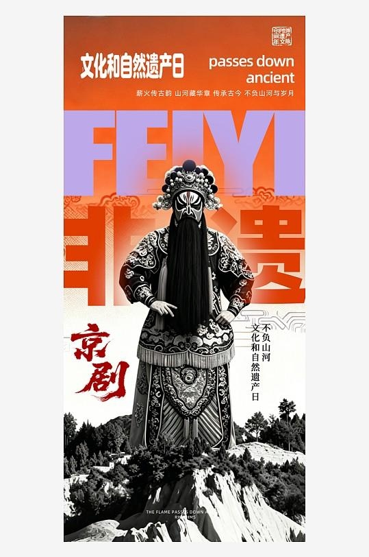 中国文化遗产日文化和自然遗产日京剧传统活动海报
