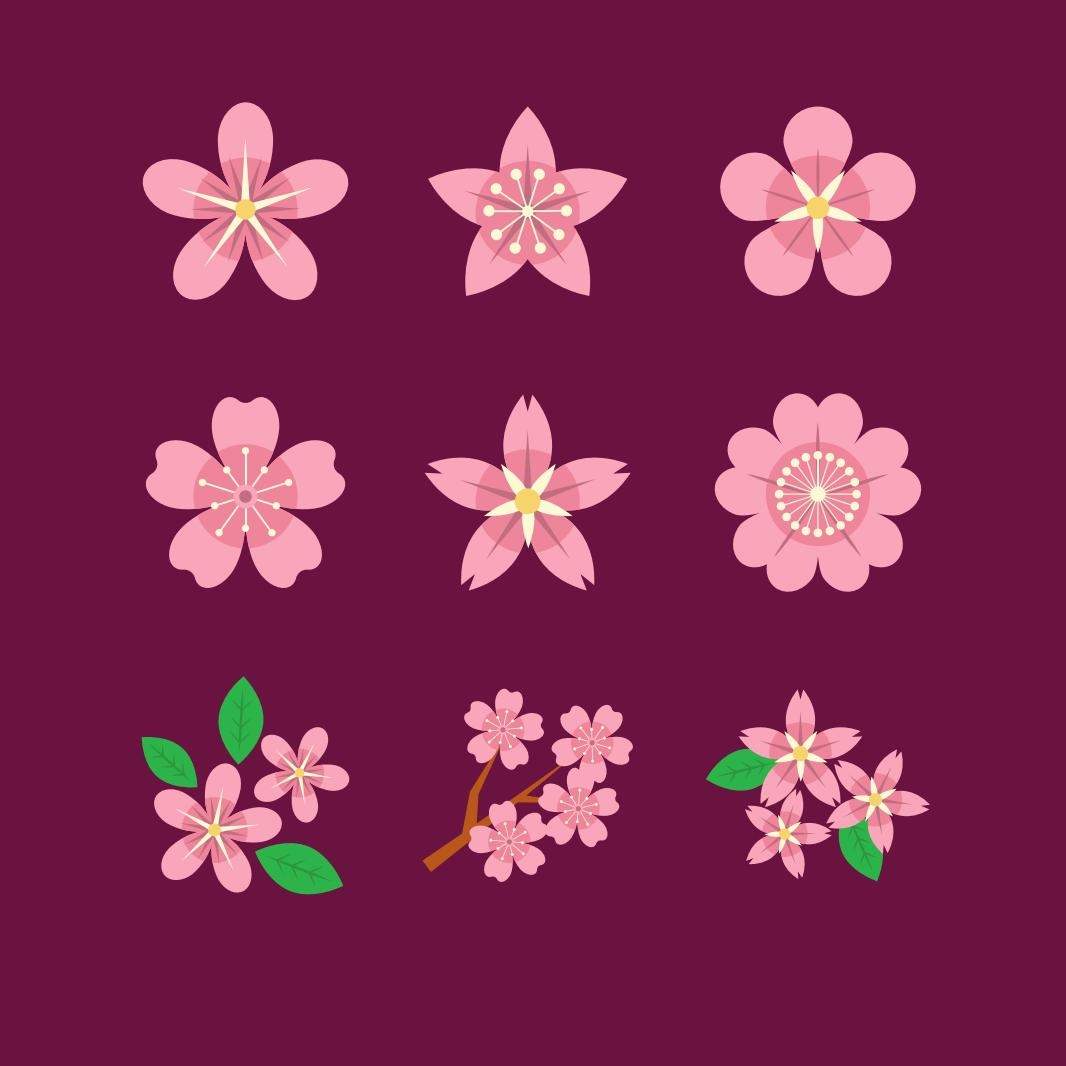 粉色樱花图标矢量樱花节素材