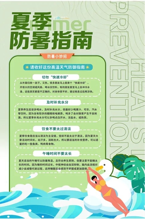 夏季防暑指南预防中暑高温预警海报宣传图