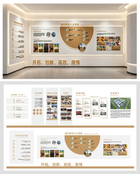 轻奢企业发展历程展厅文化墙AI