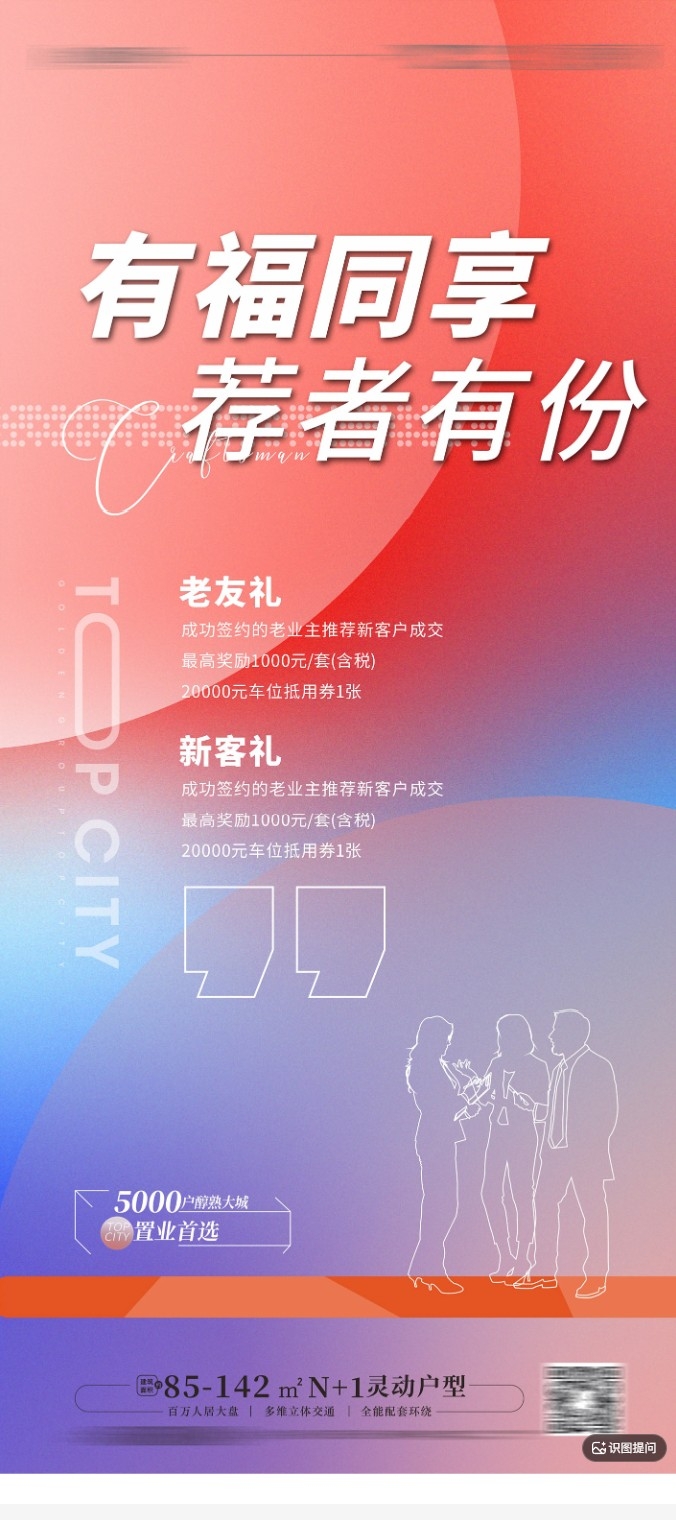 房地产转介绍礼海报旧带新海报CDR