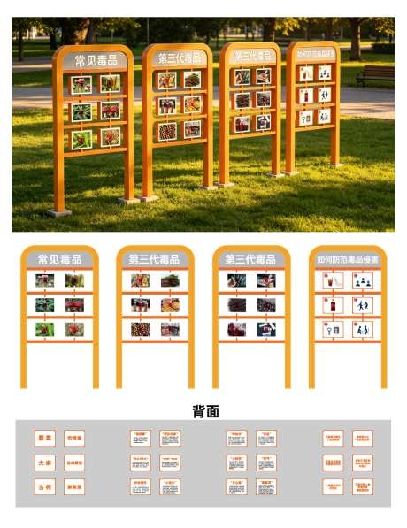 禁毒科普知识户外展示设施美陈AI