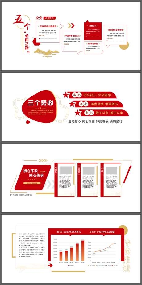三务必五个必由之路红色党建文化墙AI