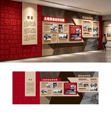 革命精神传承展厅展馆文化墙AI
