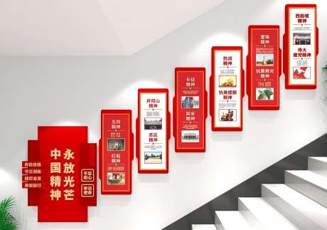 中国精神党建楼梯文化墙