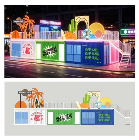精品集装箱夜市商业美陈