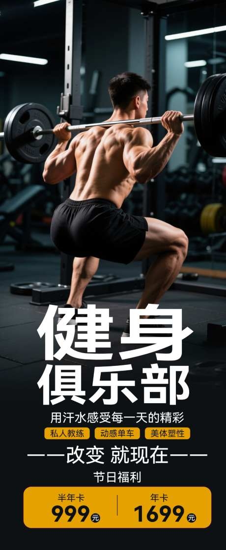 全民健身塑形健身房卡促销活动海报