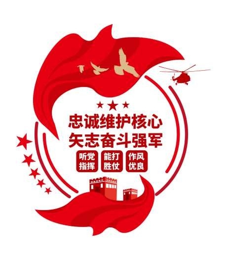 军队部队忠诚维护核心党建红色竖版文化墙