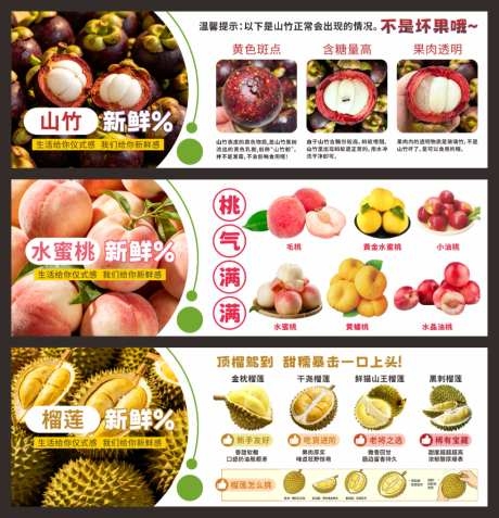 水果山竹水蜜桃榴莲介绍宣传海报