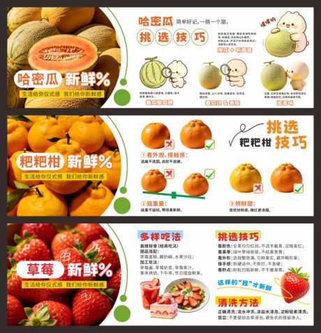 水果哈密瓜耙耙柑草莓介绍宣传海报